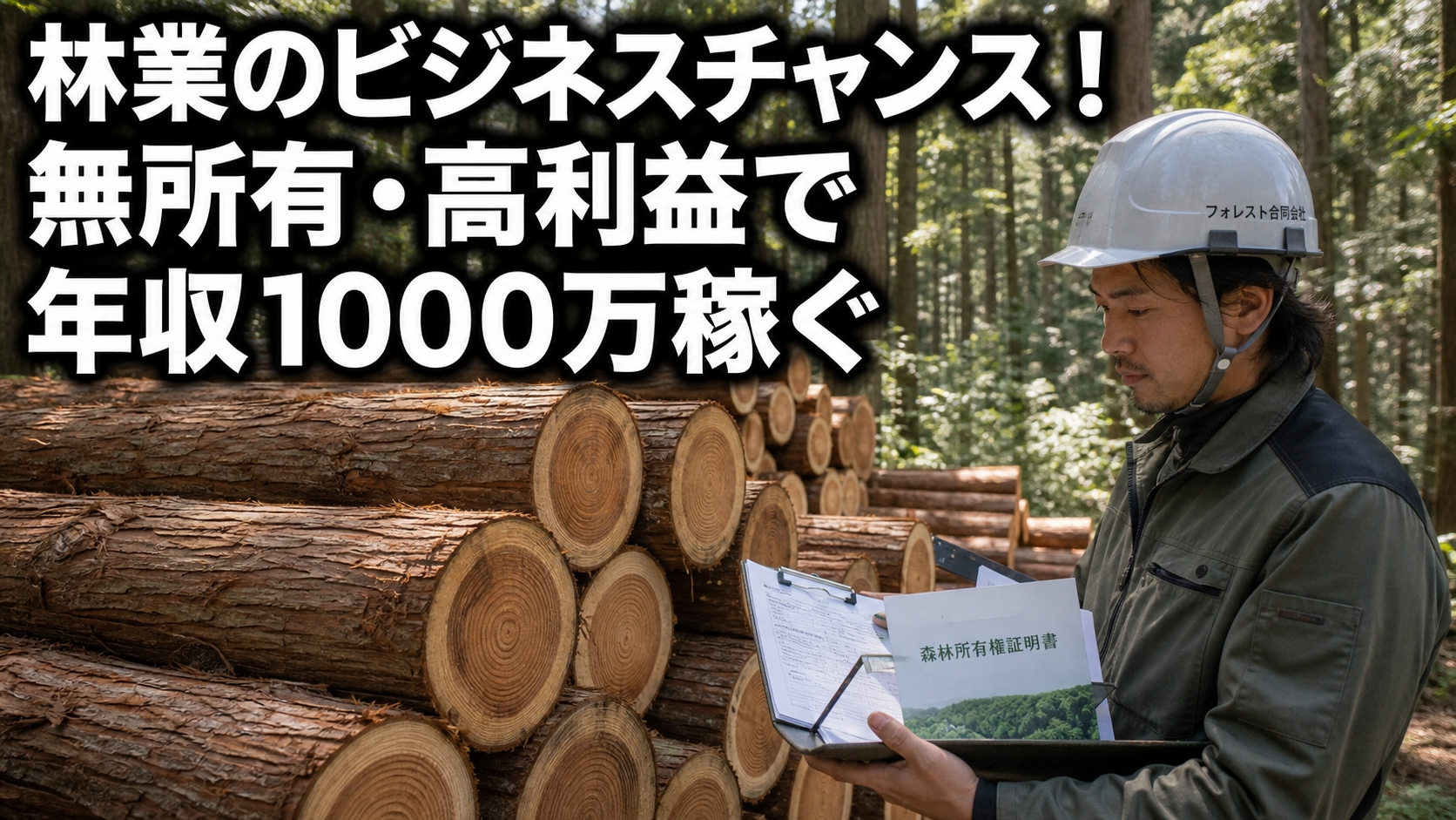 林業のビジネスチャンス！無所有・高利益で年収1000万稼ぐ