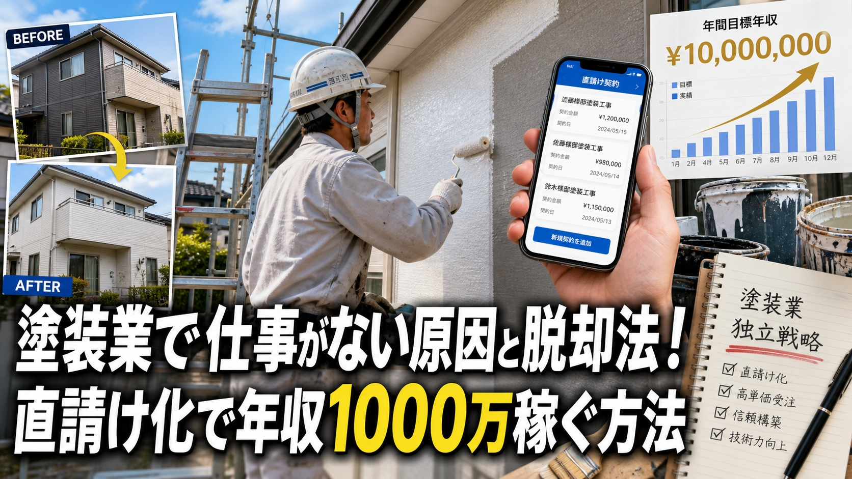 塗装業で仕事がない原因と脱却法！直請け化で年収1000万稼ぐ方法