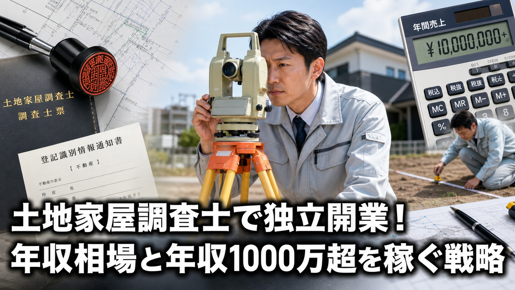 土地家屋調査士で独立開業！年収相場と年収1000万超を稼ぐ戦略