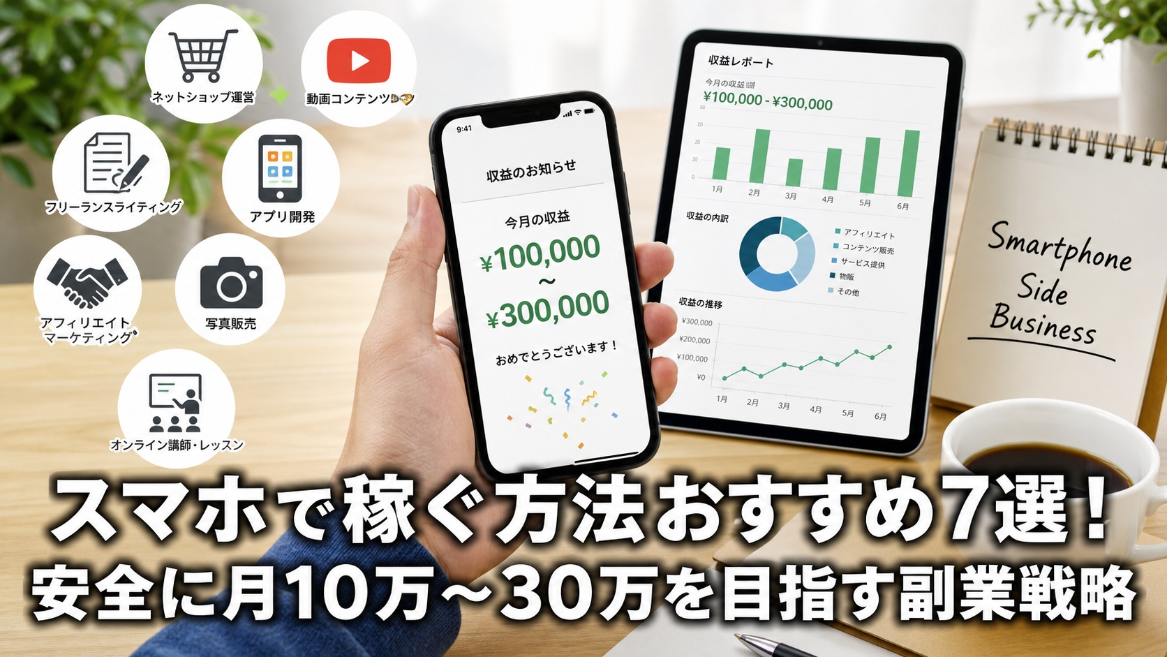 スマホで稼ぐ方法おすすめ7選！安全に月10万〜30万を目指す副業戦略