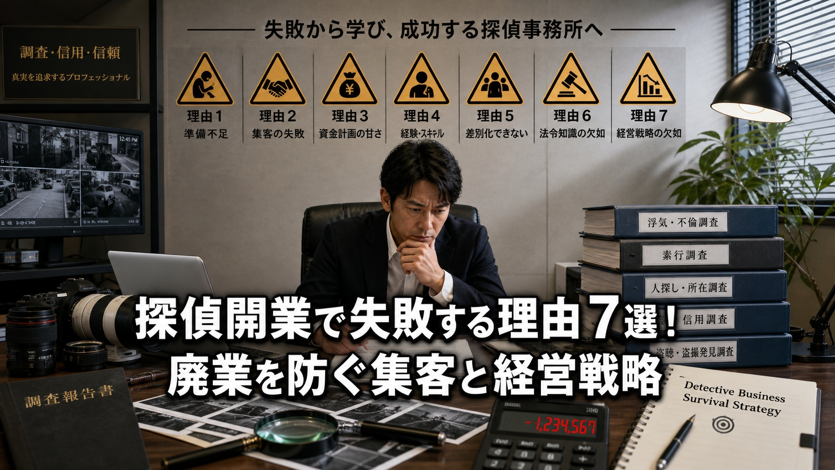 探偵開業で失敗する理由7選！廃業を防ぐ集客と経営戦略
