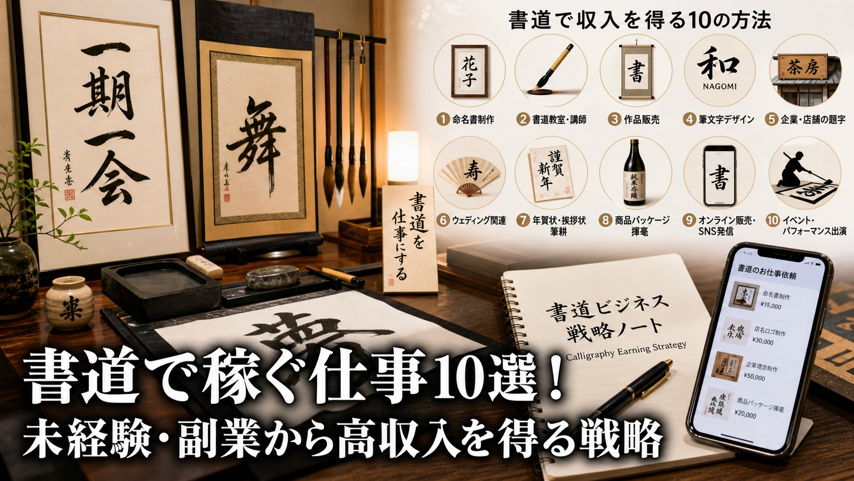 書道で稼ぐ仕事10選！未経験・副業から高収入を得る戦略