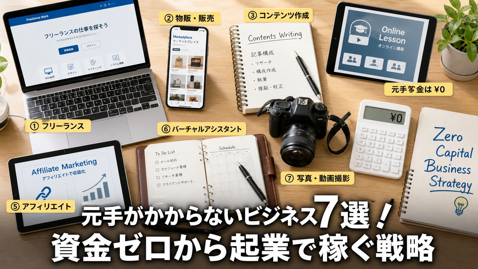 元手がかからないビジネス7選！資金ゼロから起業で稼ぐ戦略
