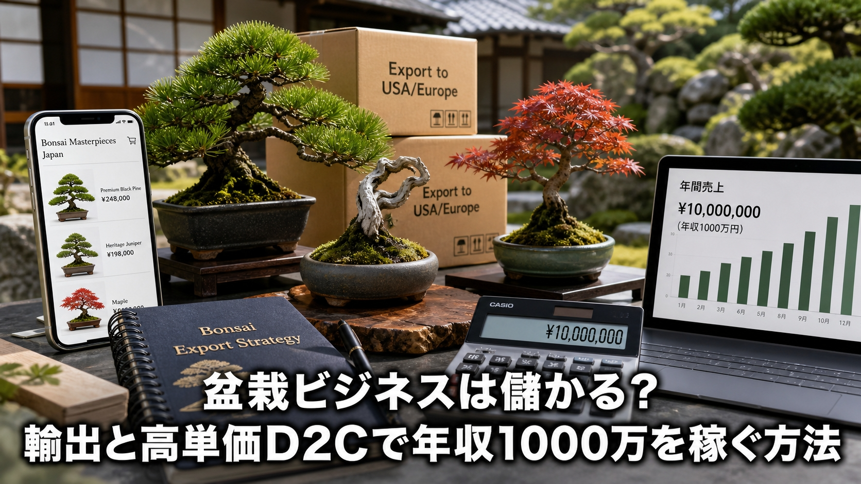盆栽ビジネスは儲かる？輸出と高単価D2Cで年収1000万を稼ぐ方法