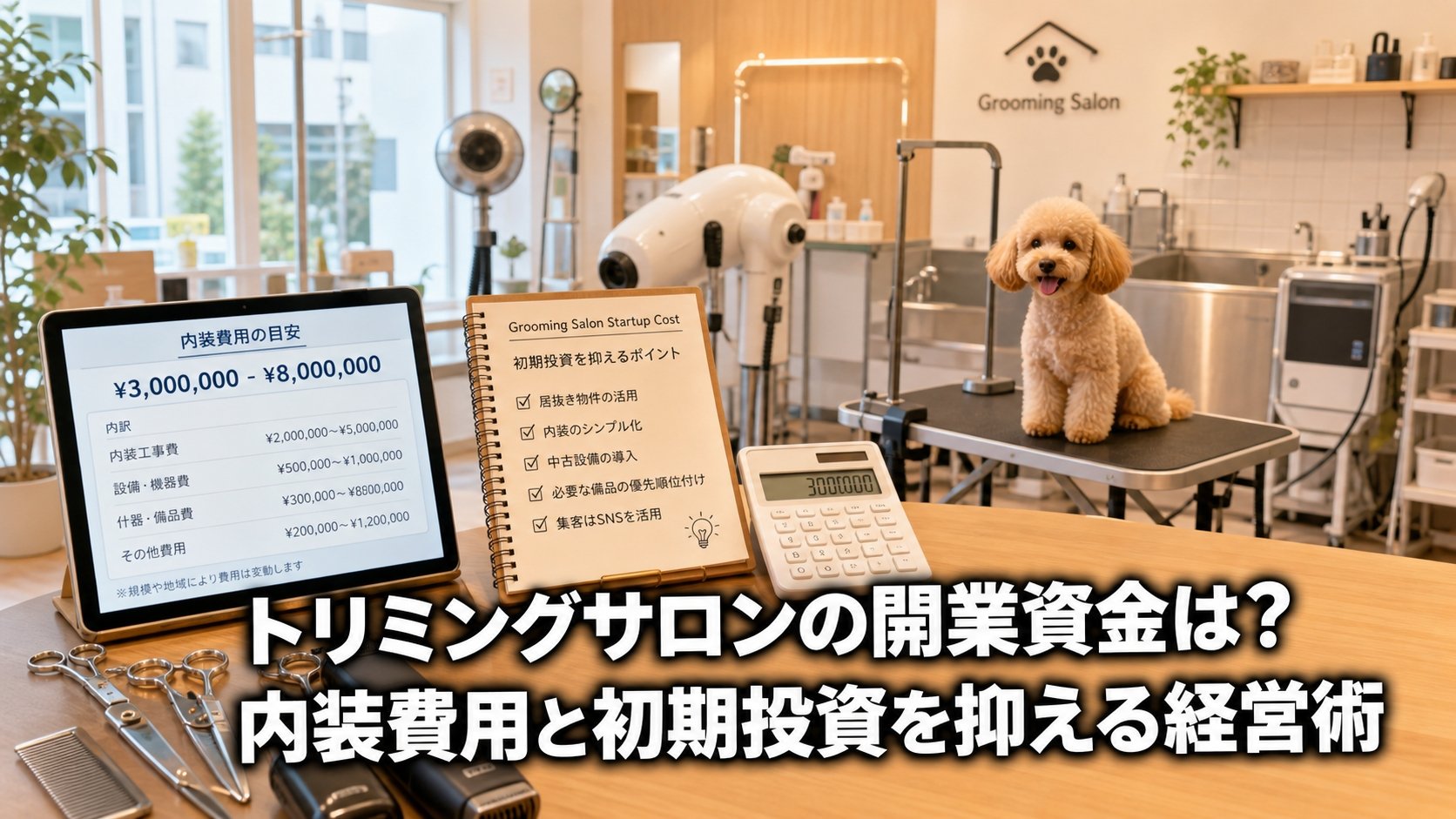 トリミングサロンの開業資金は？内装費用と初期投資を抑える経営術