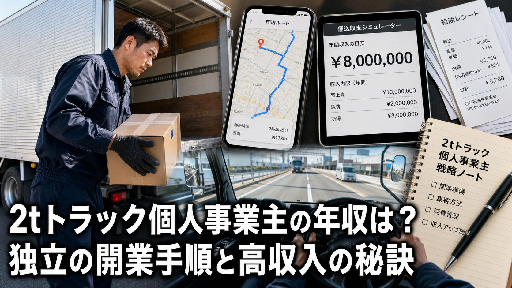 2tトラック個人事業主の年収は？独立の開業手順と高収入の秘訣