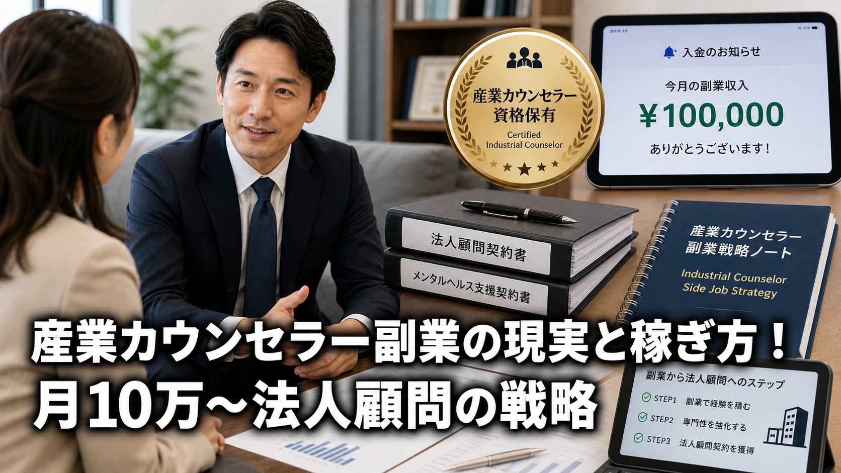産業カウンセラー副業の現実と稼ぎ方！月10万〜法人顧問の戦略
