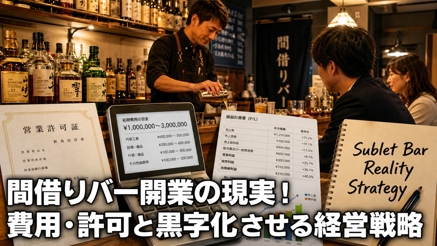 間借りバー開業の現実！費用・許可と黒字化させる経営戦略