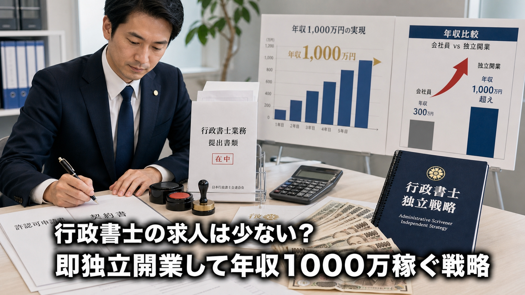 行政書士の求人は少ない？即独立開業して年収1000万稼ぐ戦略