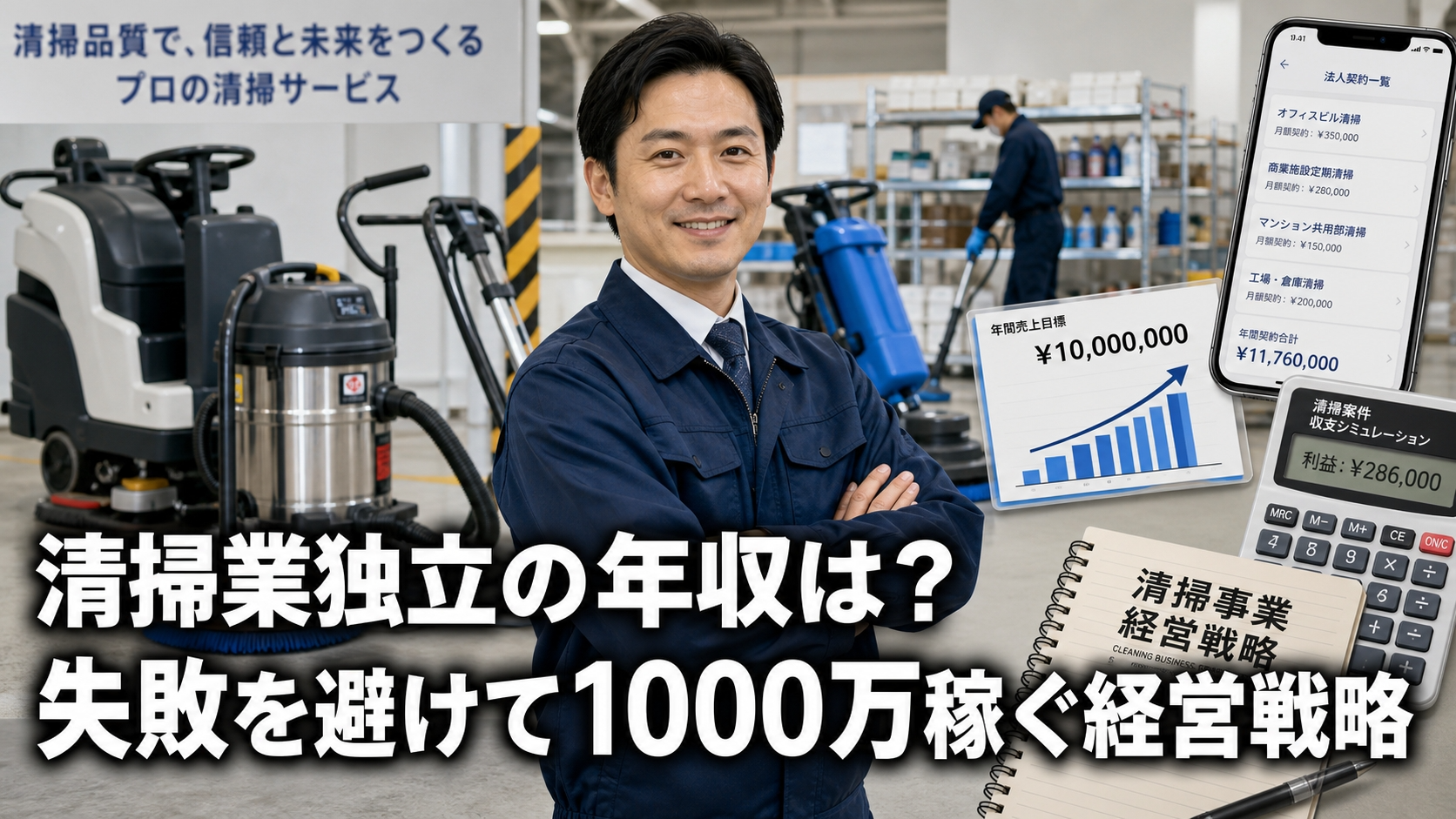 清掃業独立の年収は？失敗を避けて1000万稼ぐ経営戦略