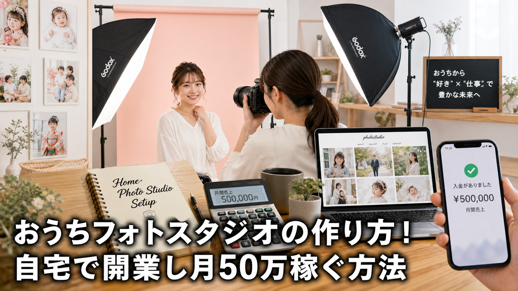 おうちフォトスタジオの作り方！自宅で開業し月50万稼ぐ方法