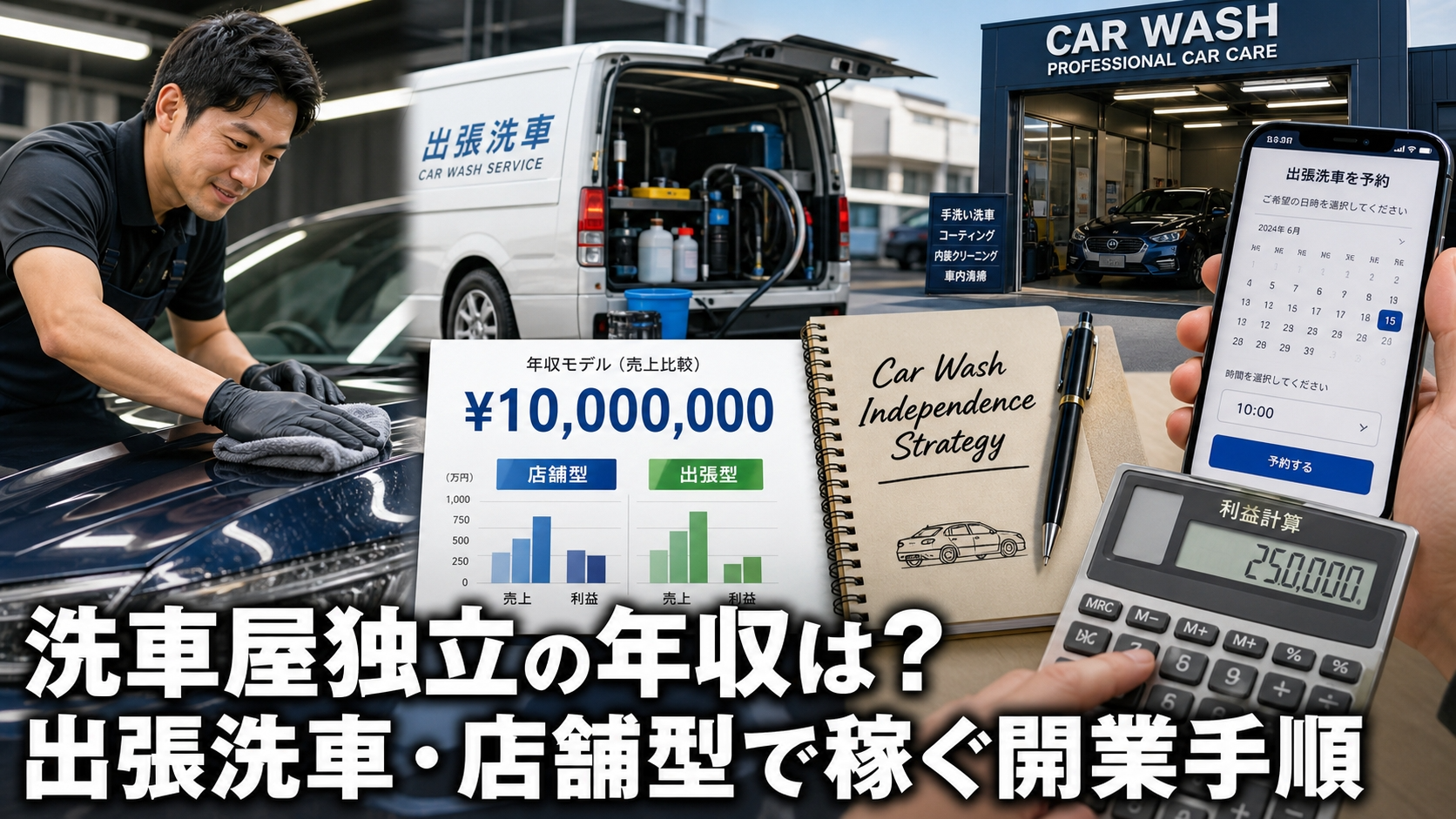 洗車屋独立の年収は？出張洗車・店舗型で稼ぐ開業手順
