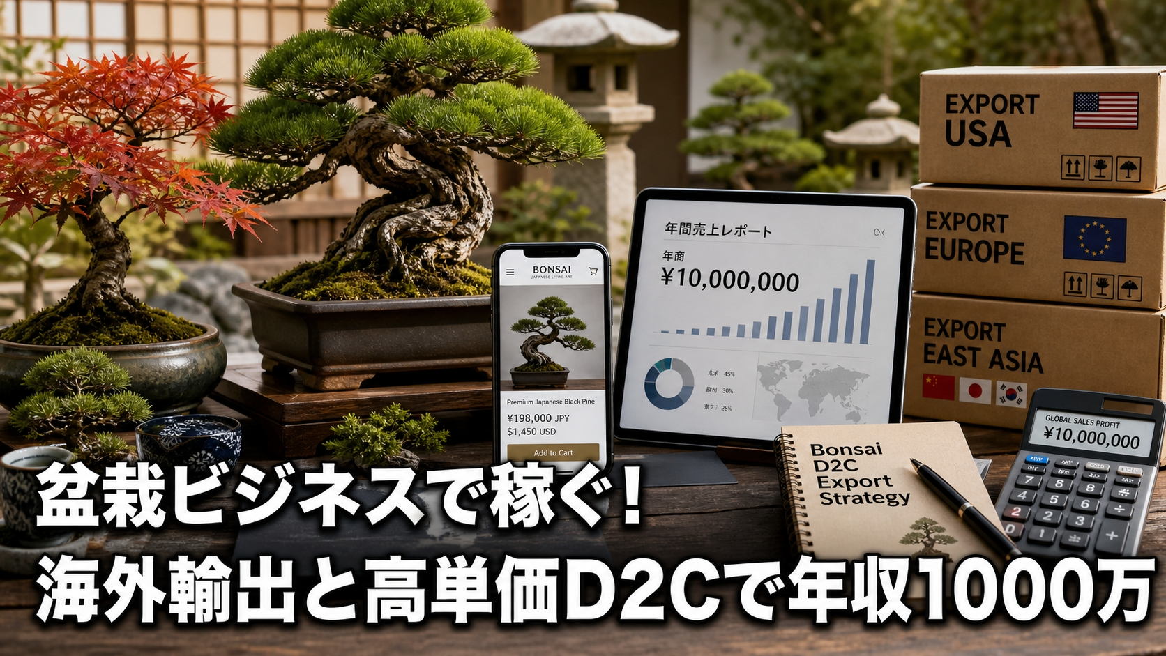 盆栽ビジネスで稼ぐ！海外輸出と高単価D2Cで年収1000万