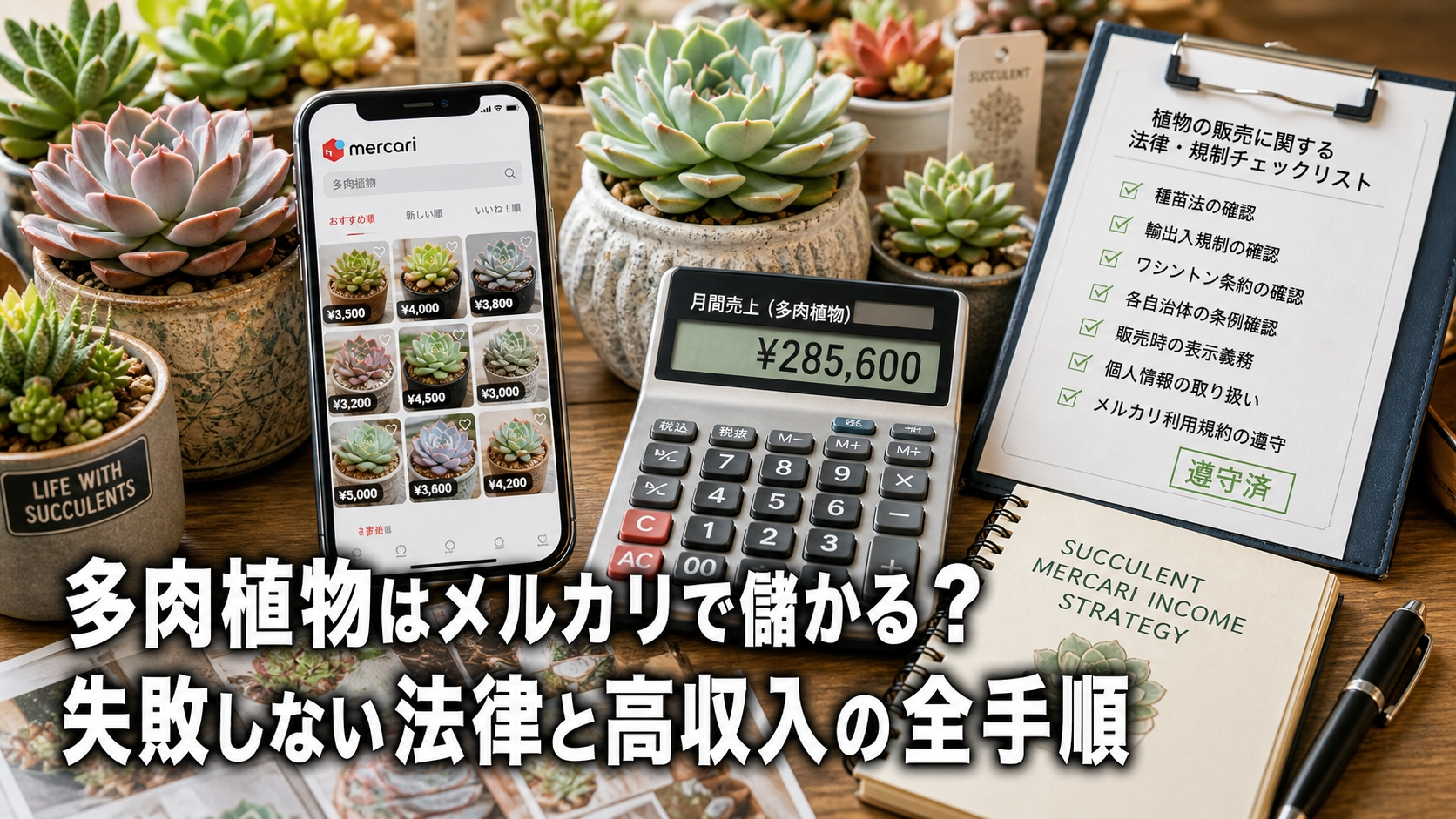 多肉植物はメルカリで儲かる？失敗しない法律と高収入の全手順