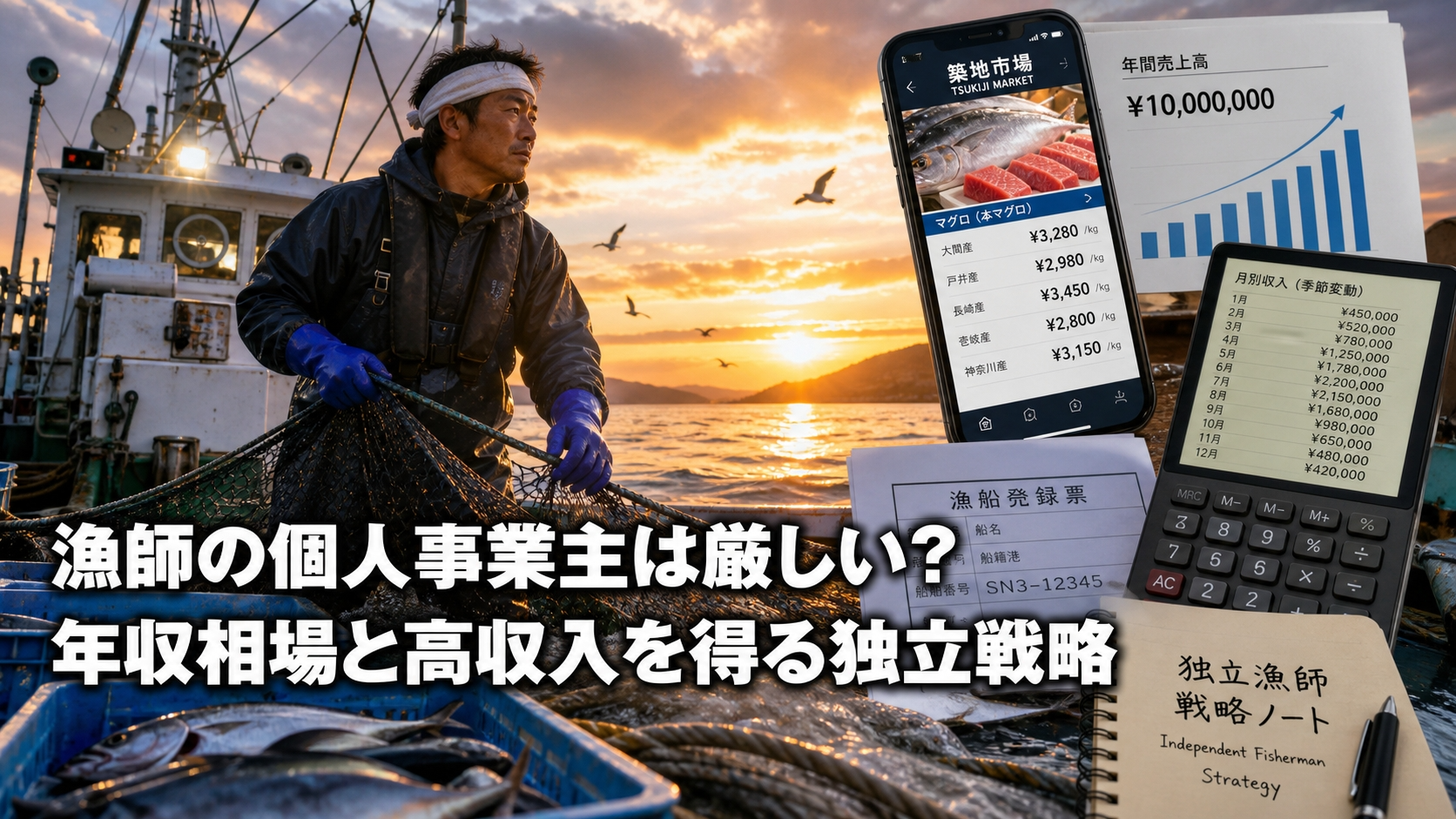 漁師の個人事業主は厳しい？年収相場と高収入を得る独立戦略