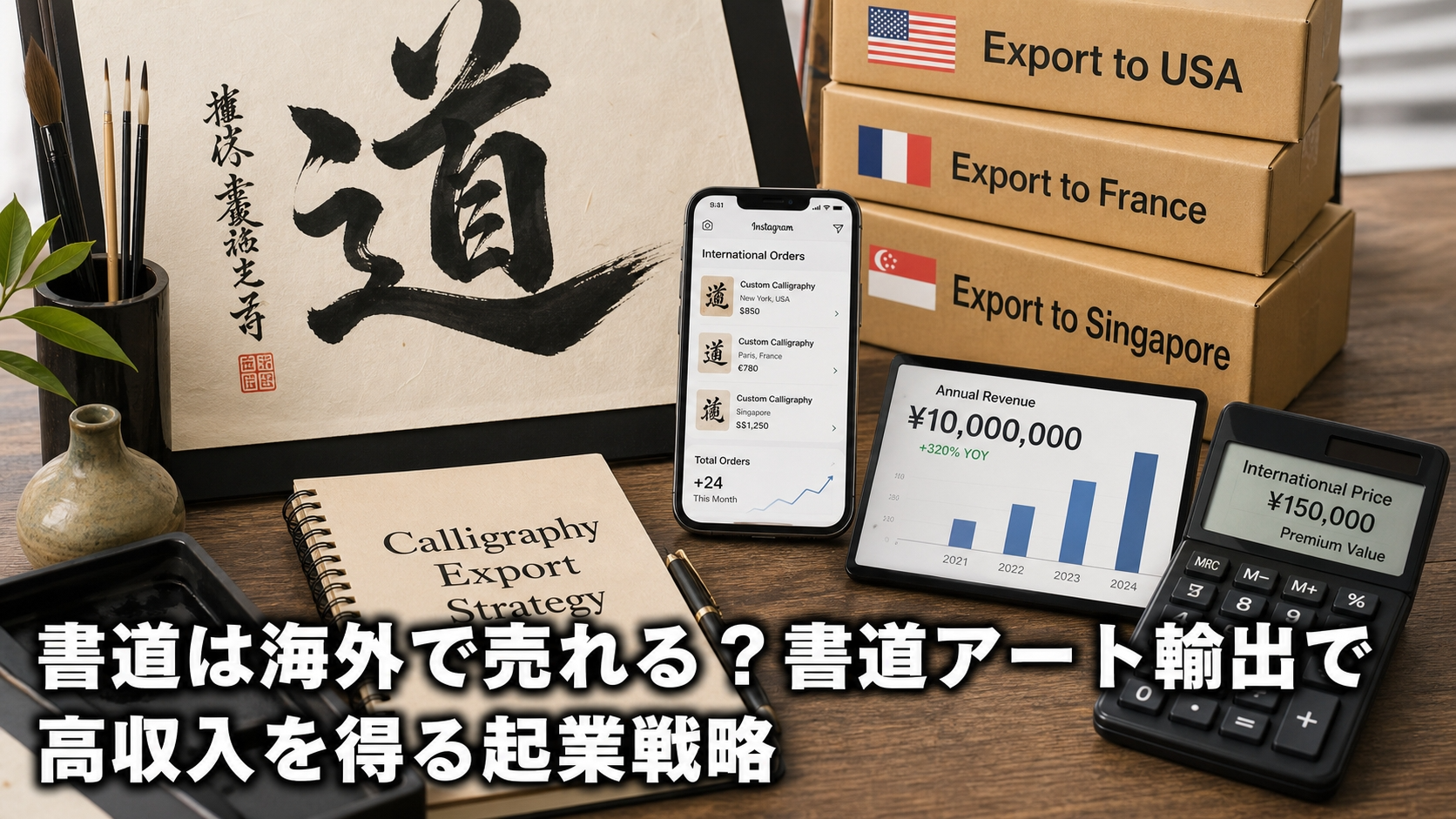 書道は海外で売れる？書道アート輸出で高収入を得る起業戦略
