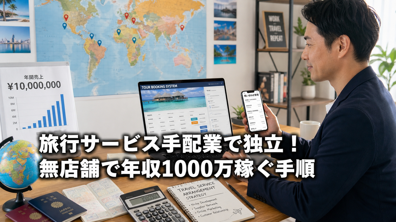 旅行サービス手配業で独立！無店舗で年収1000万稼ぐ手順