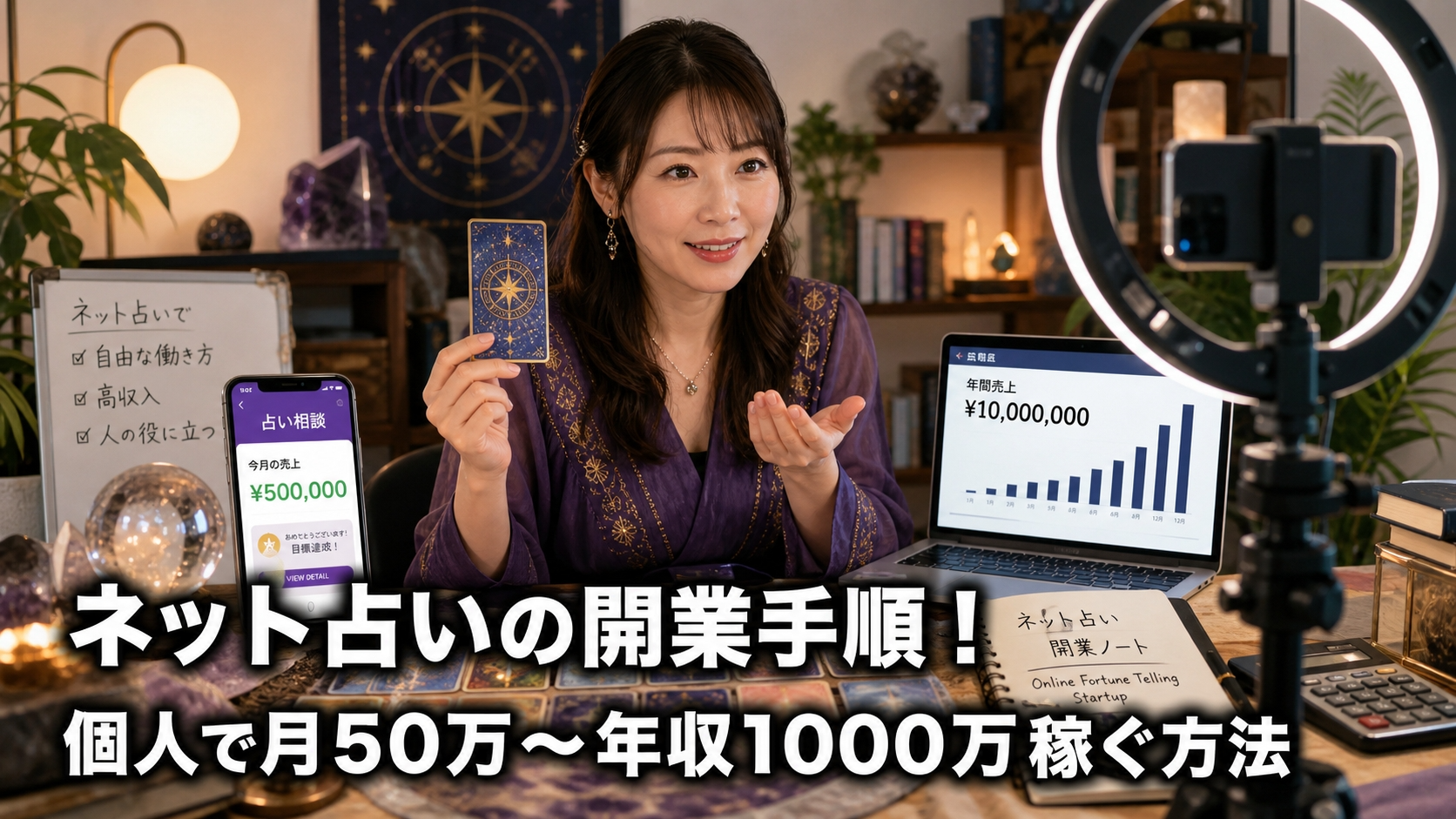 ネット占いの開業手順！個人で月50万〜年収1000万稼ぐ方法