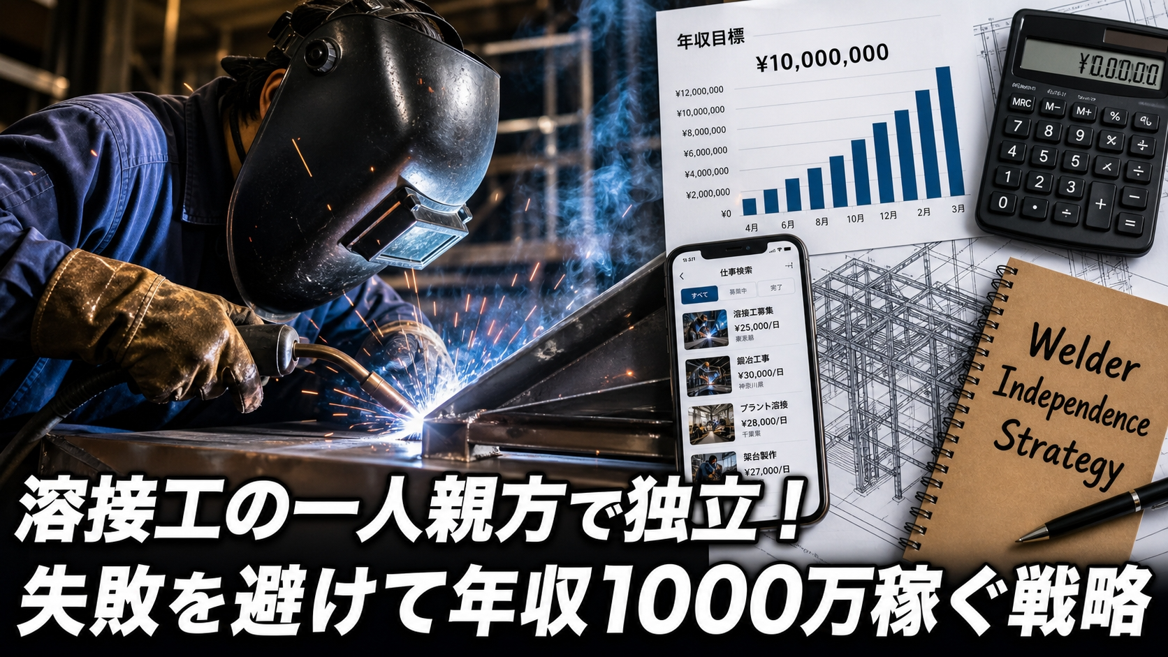 溶接工の一人親方は年収1000万稼げる?儲からない理由と単価を上げる独立戦略