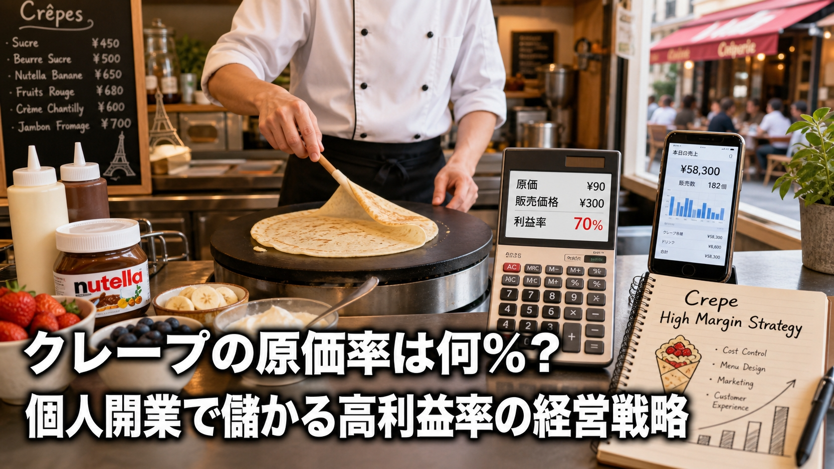 クレープの原価率は何％？個人開業で儲かる高利益率の経営戦略