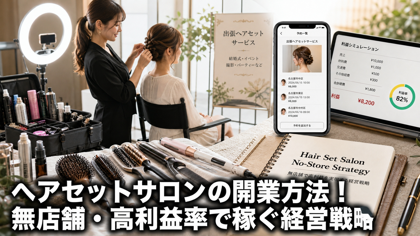 ヘアセットサロンの開業方法！無店舗・高利益率で稼ぐ経営戦略