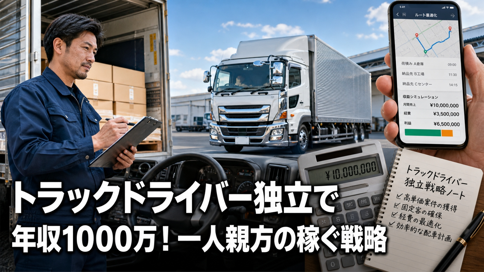 トラックドライバー独立で年収1000万！一人親方の稼ぐ戦略
