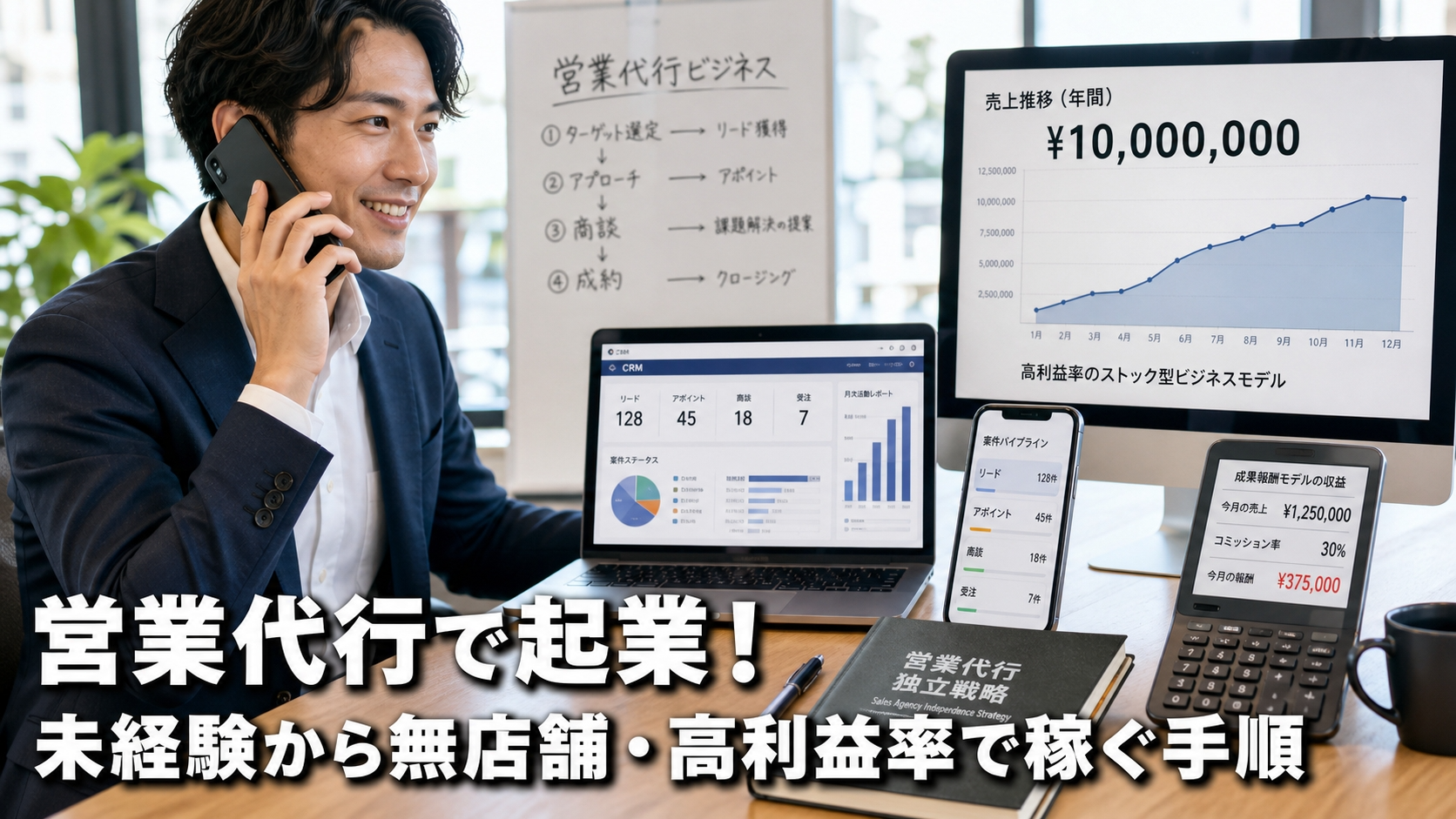 営業代行で起業！未経験から無店舗・高利益率で稼ぐ手順