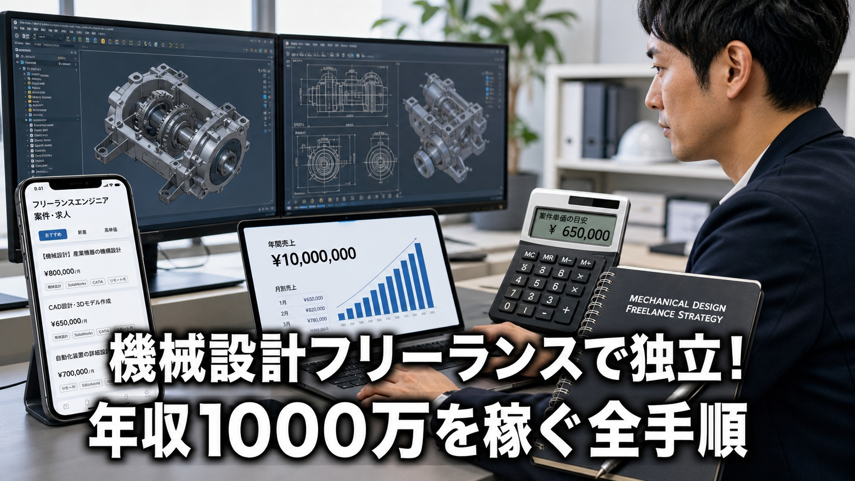 機械設計フリーランスで独立！年収1000万を稼ぐ全手順