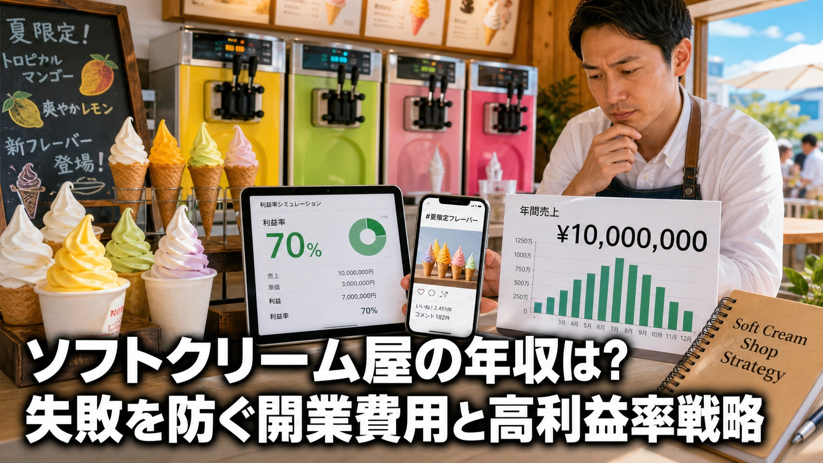 ソフトクリーム屋の年収は？失敗を防ぐ開業費用と高利益率戦略
