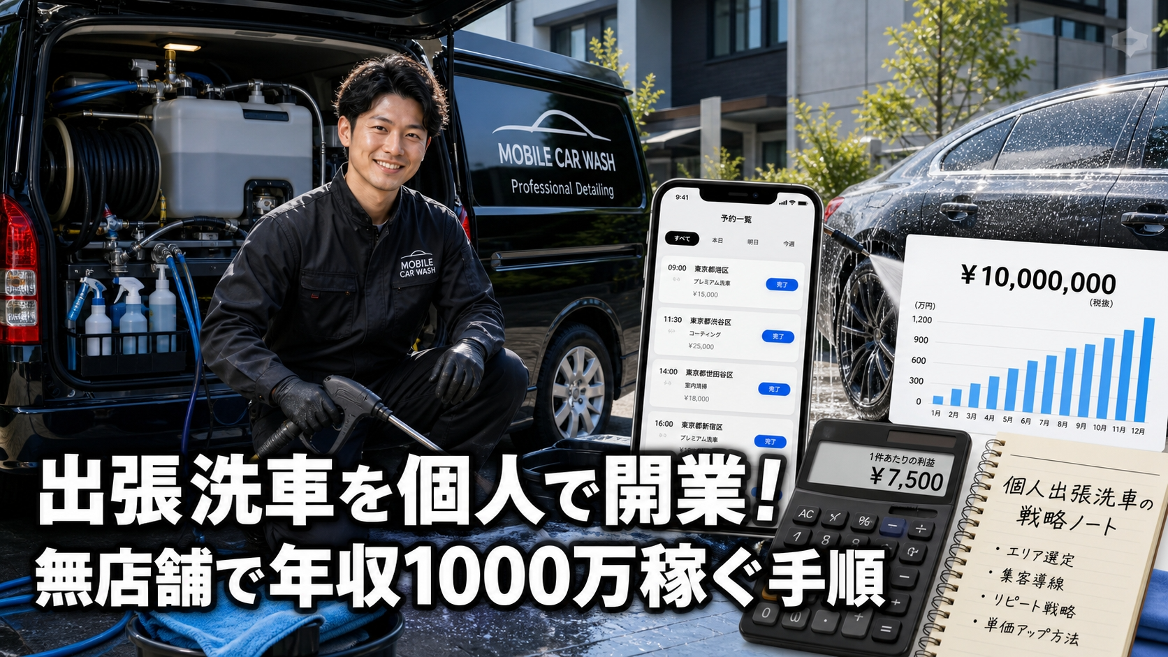 出張洗車を個人で開業！無店舗で年収1000万稼ぐ手順