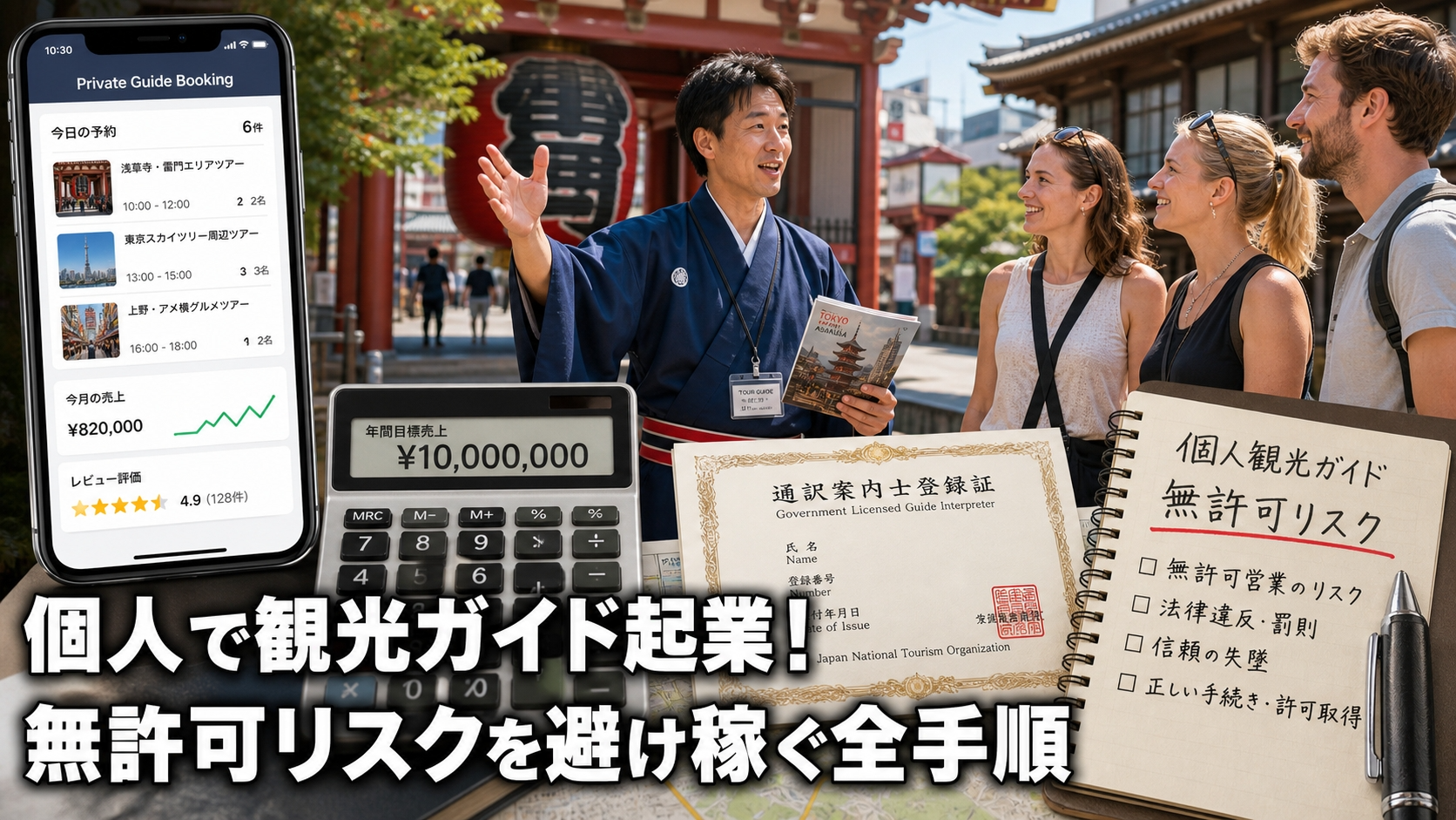 個人で観光ガイド起業！無許可リスクを避け稼ぐ全手順