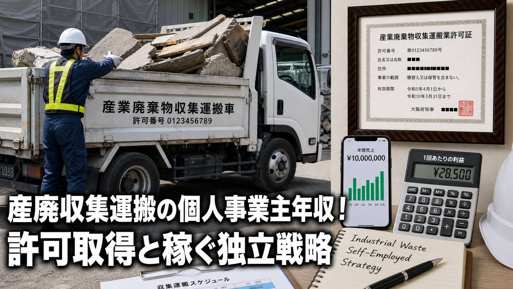 産廃収集運搬の個人事業主年収！許可取得と稼ぐ独立戦略