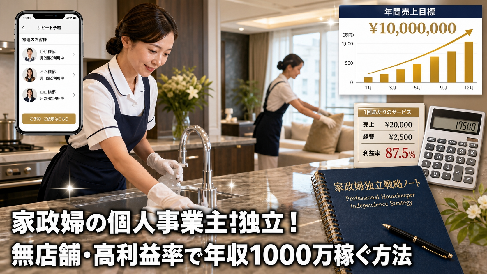家政婦の個人事業主独立！無店舗・高利益率で年収1000万稼ぐ方法