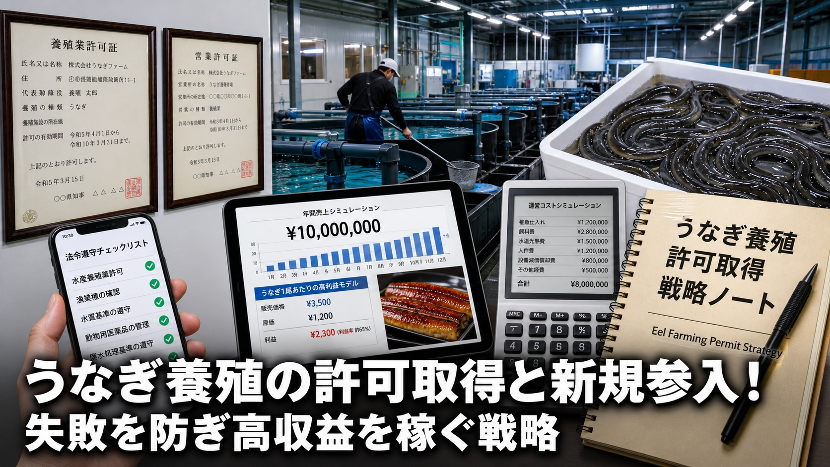 うなぎ養殖の許可取得と新規参入！失敗を防ぎ高収益を稼ぐ戦略