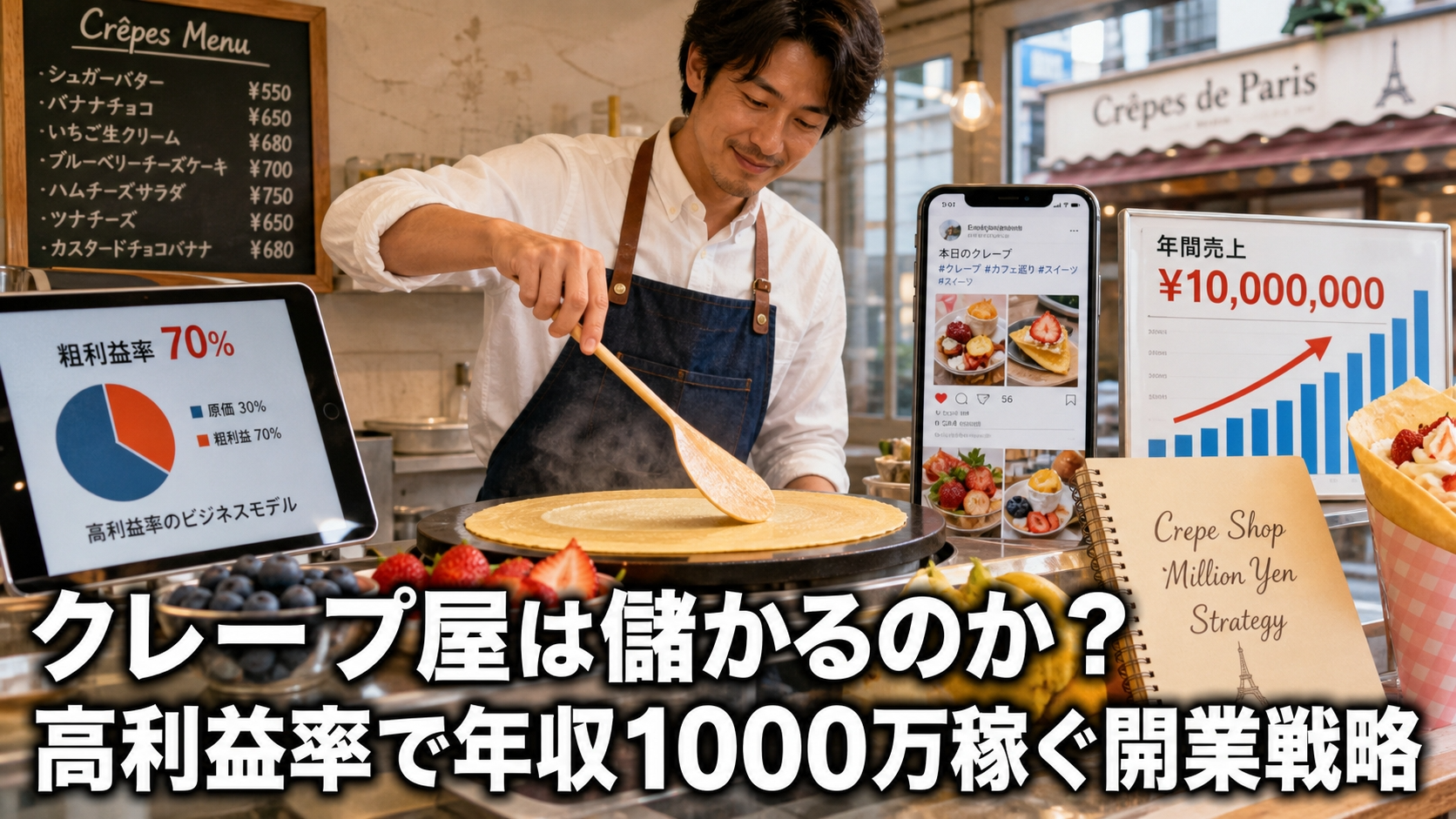 クレープ屋は儲かるのか？高利益率で年収1000万稼ぐ開業戦略