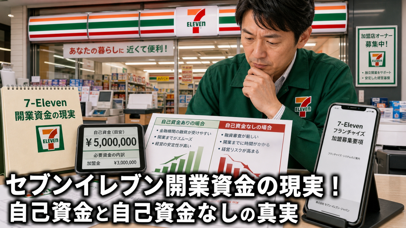 セブンイレブン開業資金の現実！自己資金と自己資金なしの真実