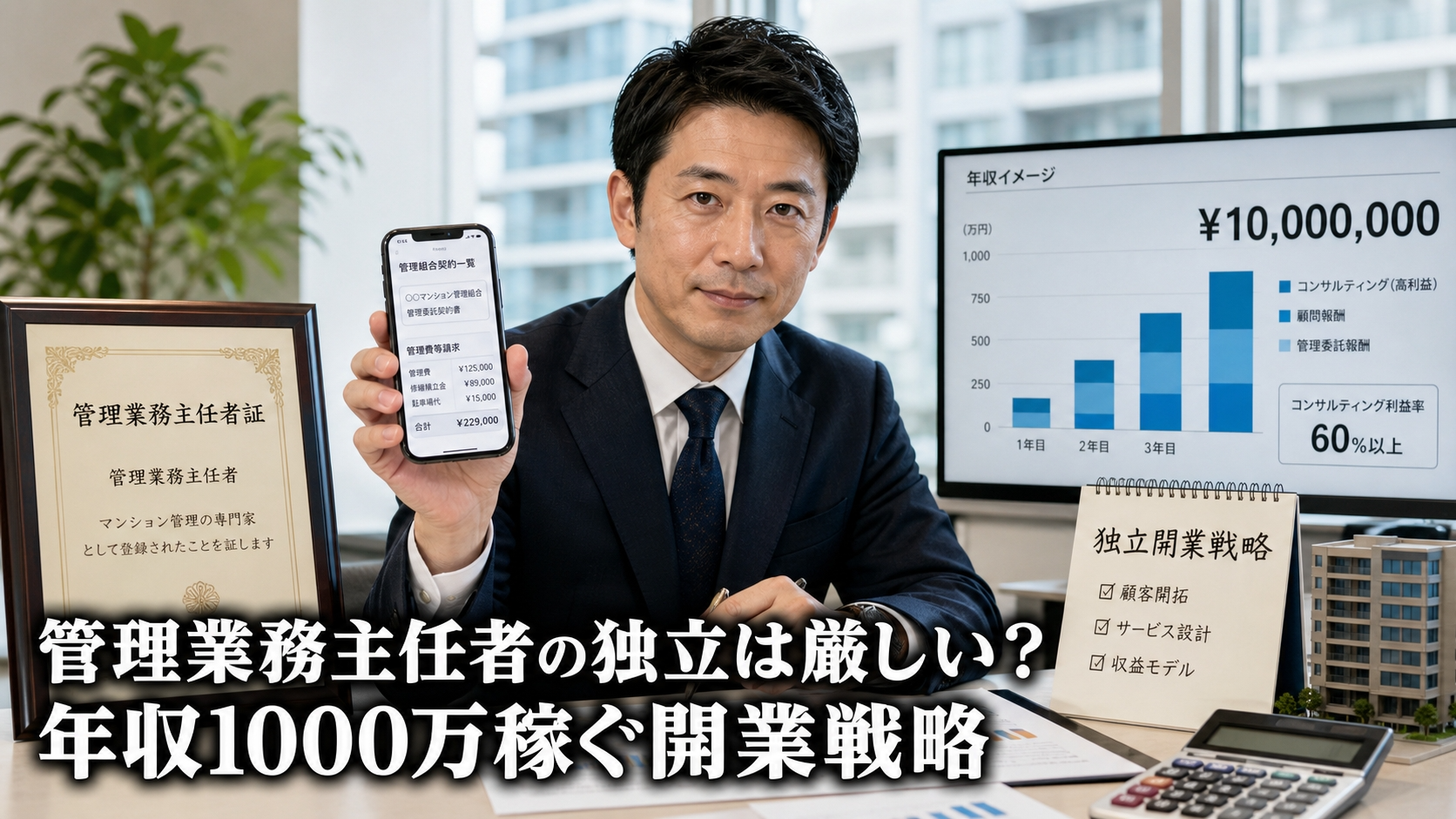管理業務主任者の独立は厳しい？年収1000万稼ぐ開業戦略