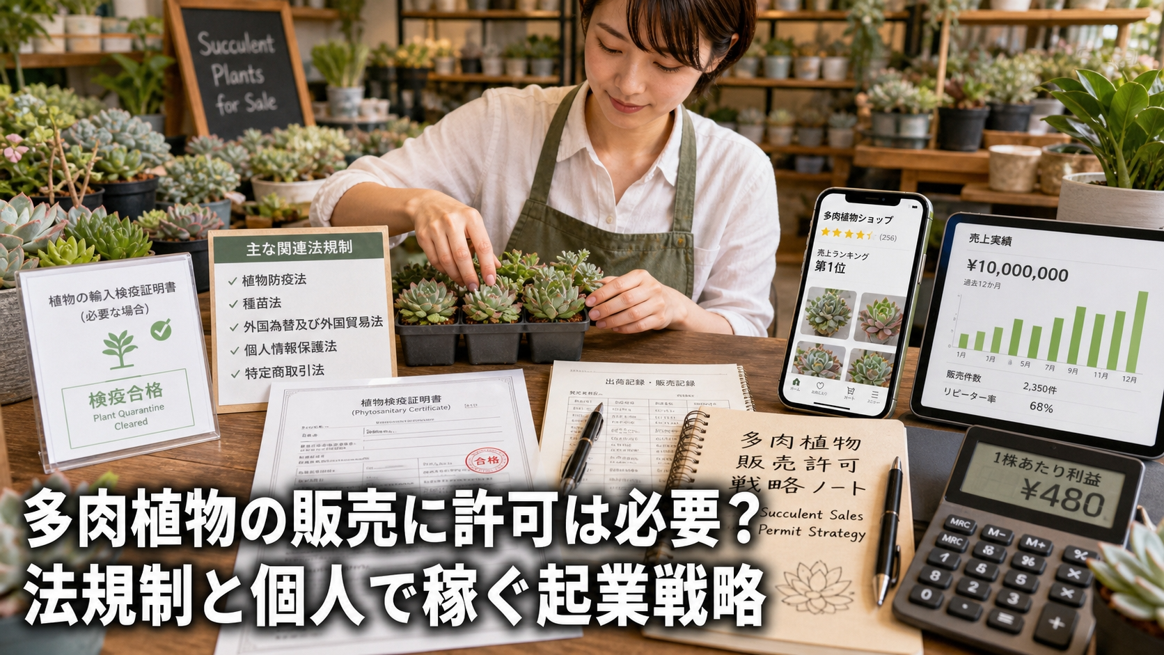 多肉植物の販売に許可は必要？法規制と個人で稼ぐ起業戦略