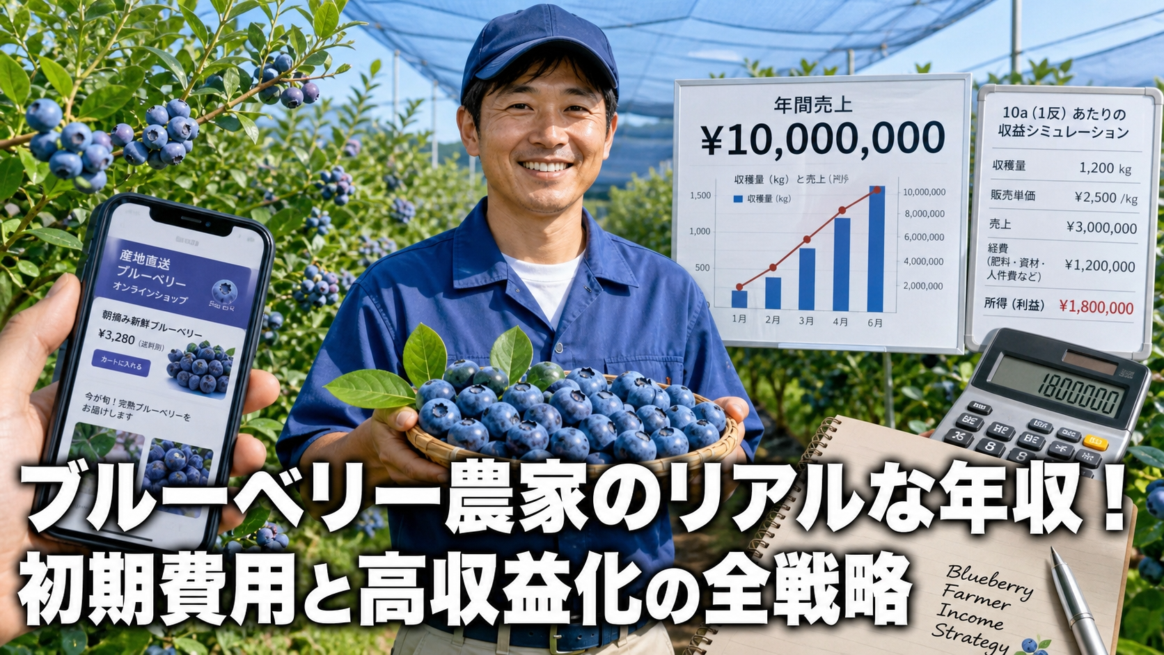 ブルーベリー農家のリアルな年収！初期費用と高収益化の全戦略