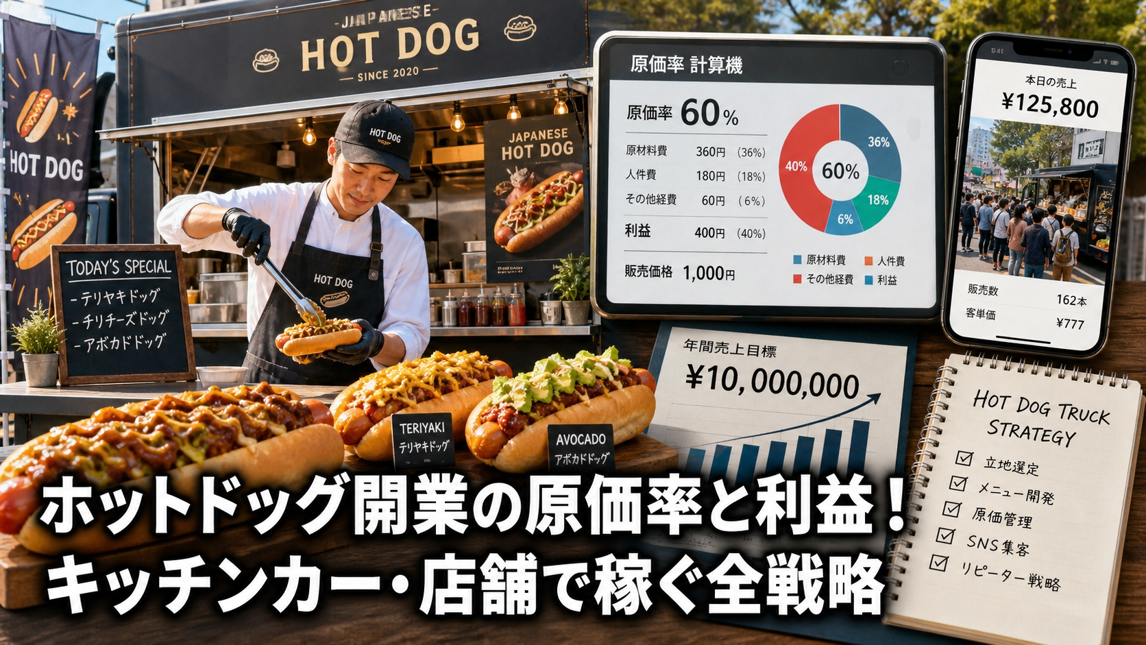 ホットドッグ開業の原価率と利益！キッチンカー・店舗で稼ぐ全戦略