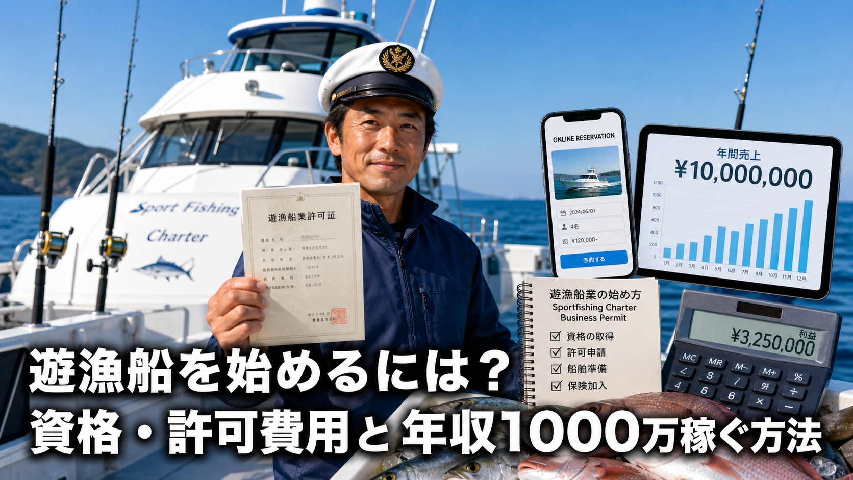 遊漁船を始めるには？資格・許可費用と年収1000万稼ぐ方法