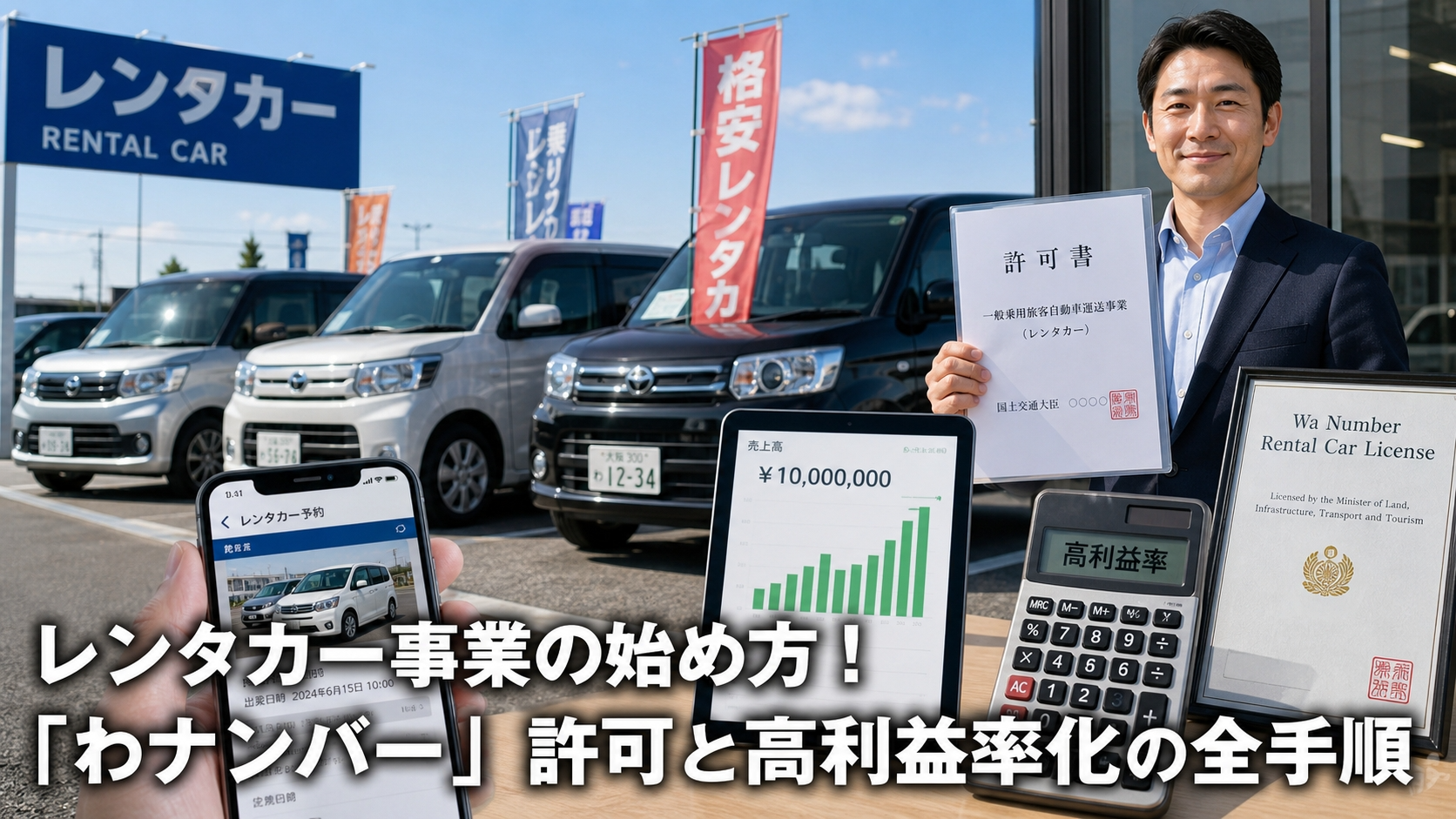 レンタカー事業の始め方！「わナンバー」許可と高利益率化の全手順