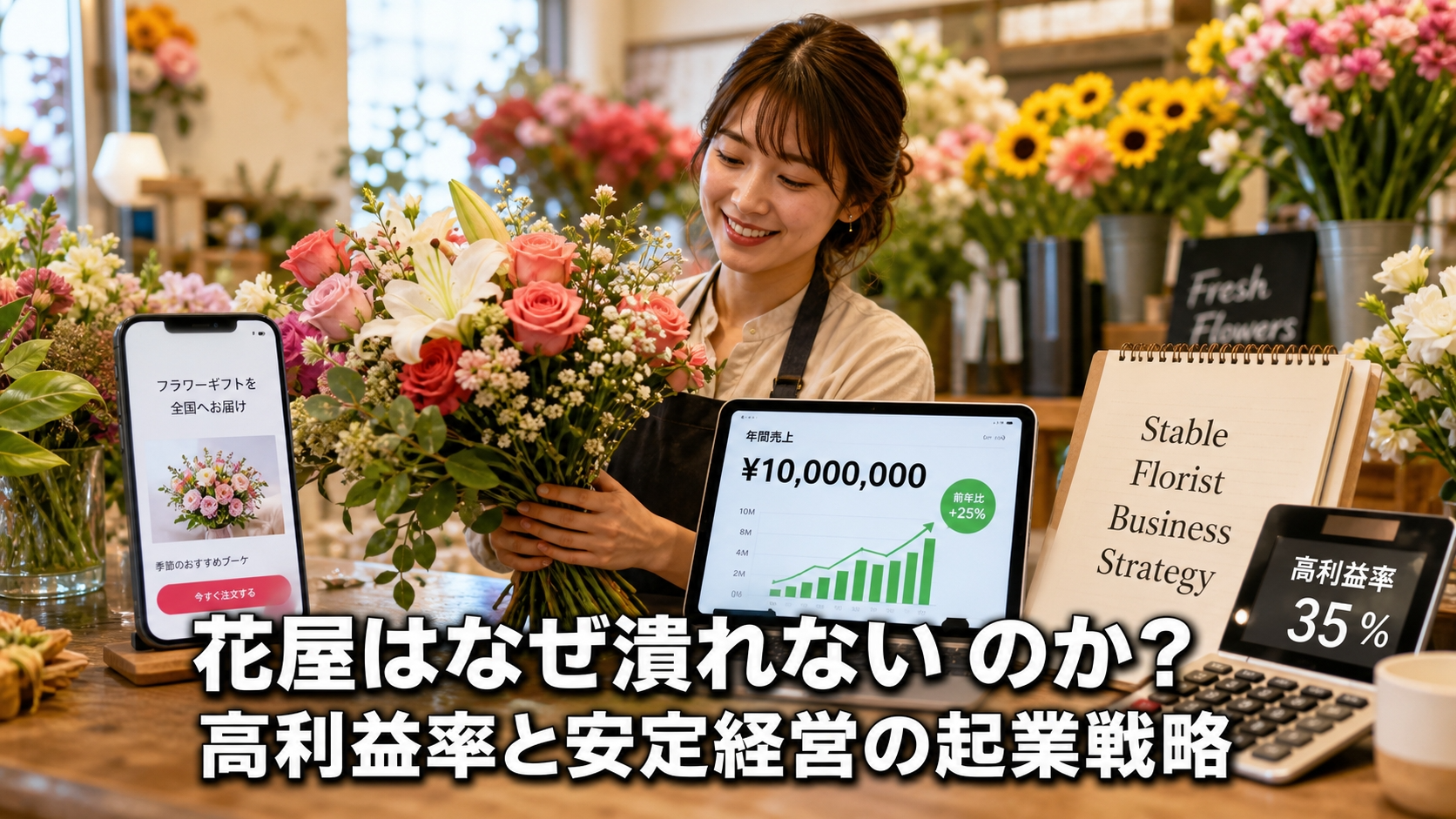 花屋はなぜ潰れないのか？高利益率と安定経営の起業戦略