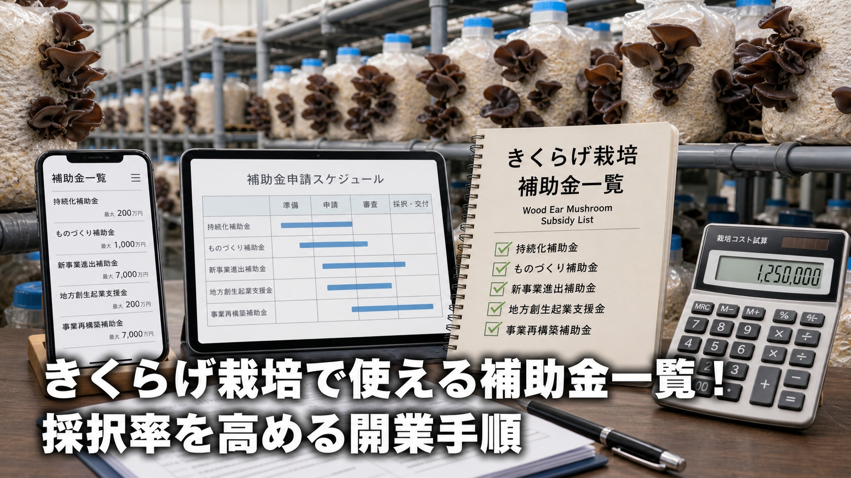 きくらげ栽培で使える補助金一覧！採択率を高める開業手順