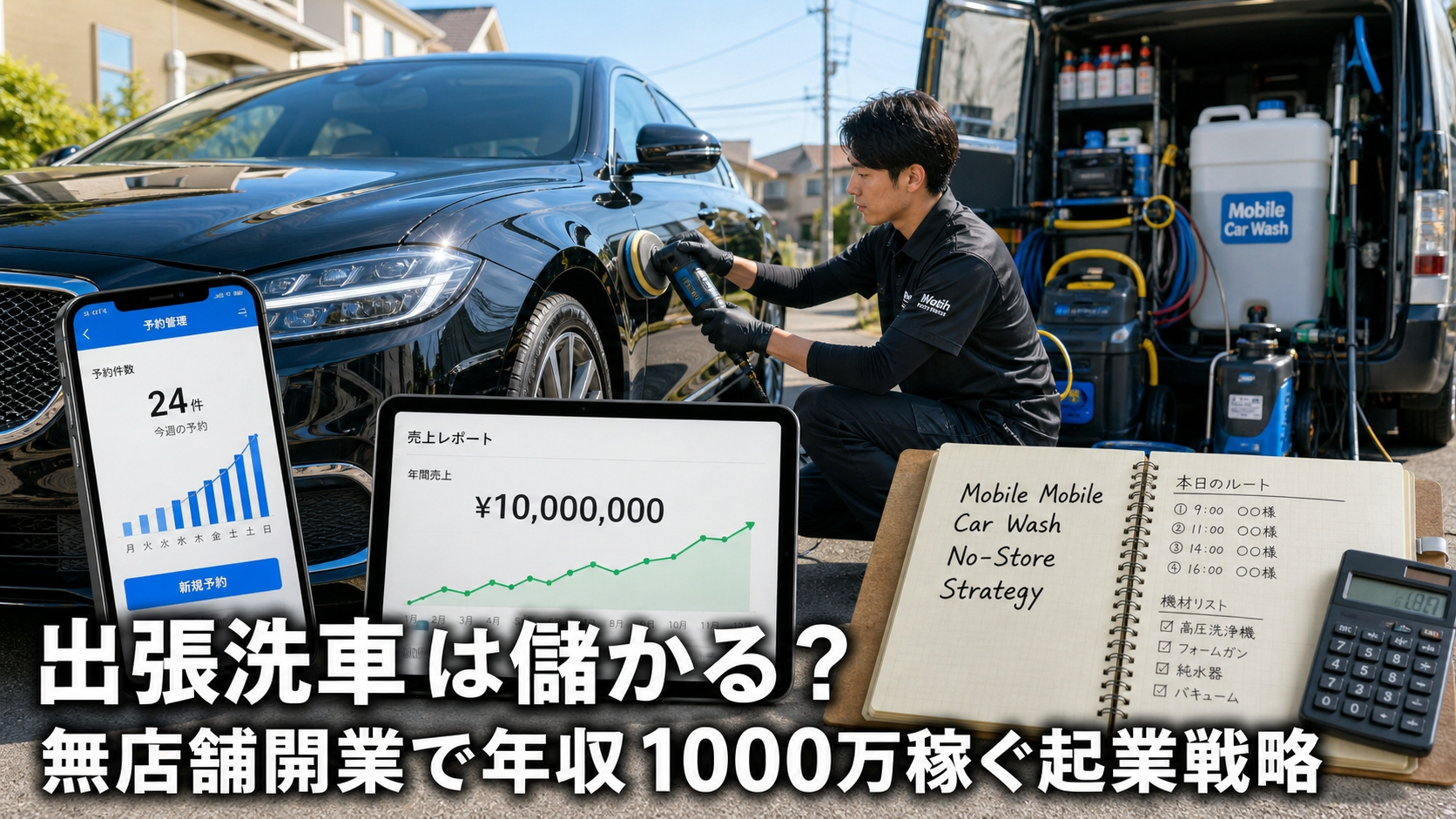 出張洗車は儲かる？無店舗開業で年収1000万稼ぐ起業戦略
