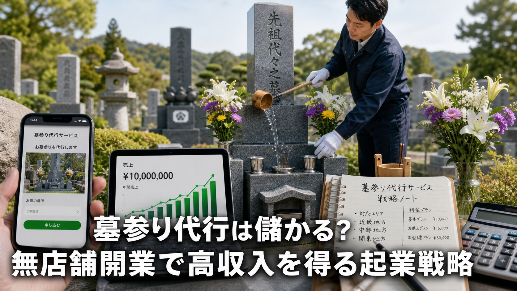 墓参り代行は儲かる？無店舗開業で高収入を得る起業戦略