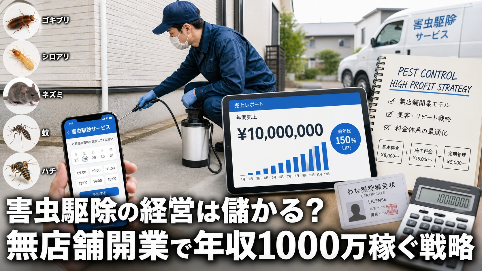 害虫駆除の経営は儲かる？無店舗開業で年収1000万稼ぐ戦略