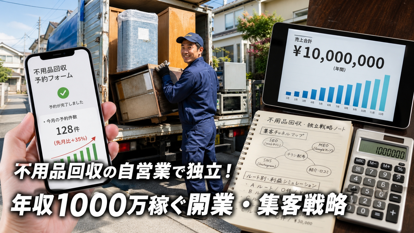 不用品回収の自営業で独立！年収1000万稼ぐ開業・集客戦略