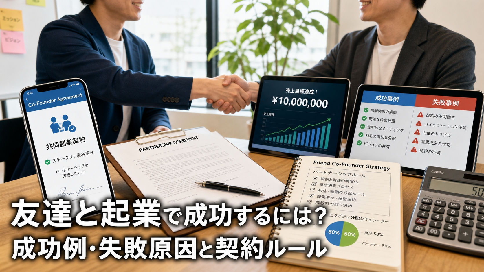 友達と起業で成功するには？成功例・失敗原因と契約ルール