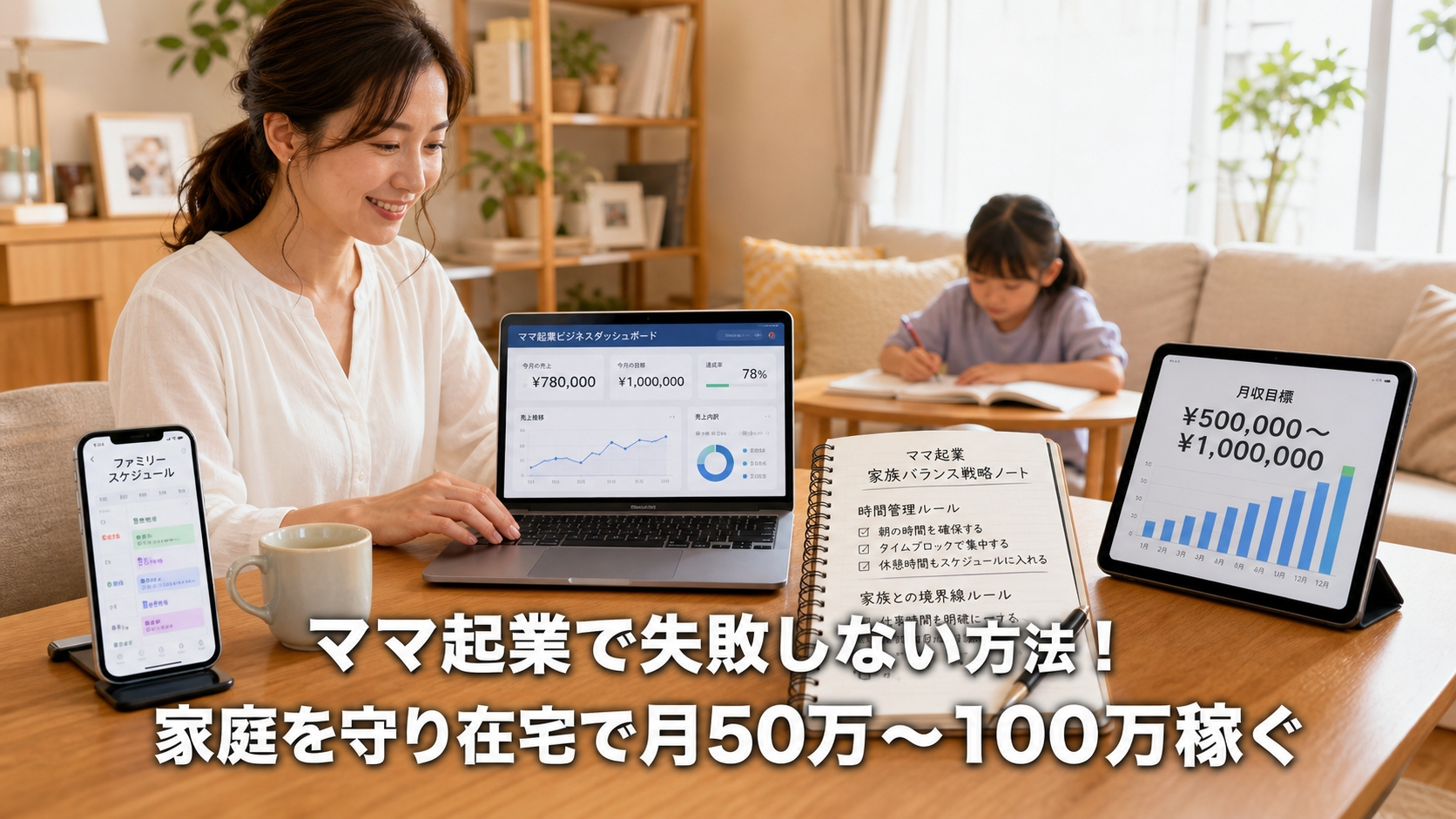 ママ起業で失敗しない方法！家庭を守り在宅で月50万〜100万稼ぐ